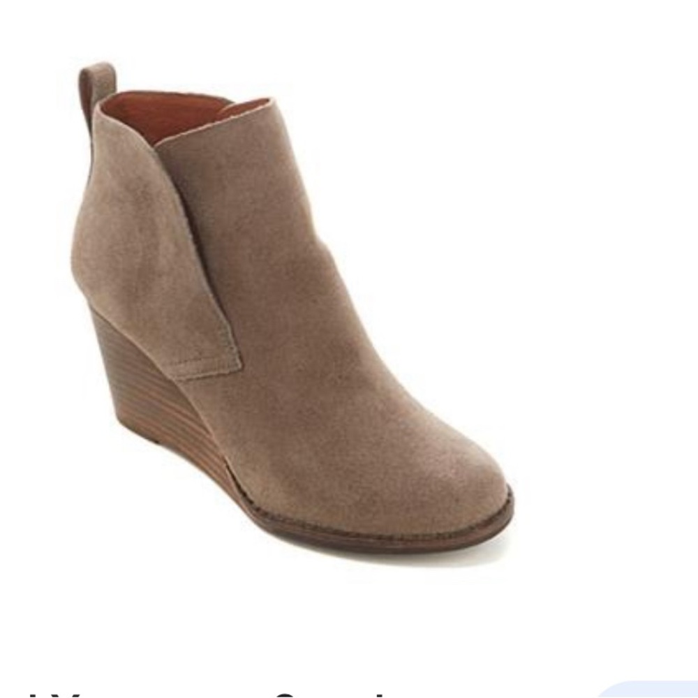 Lucky Brand Yameena Oiled Suede Wedge Bootie - Size 12 Med
